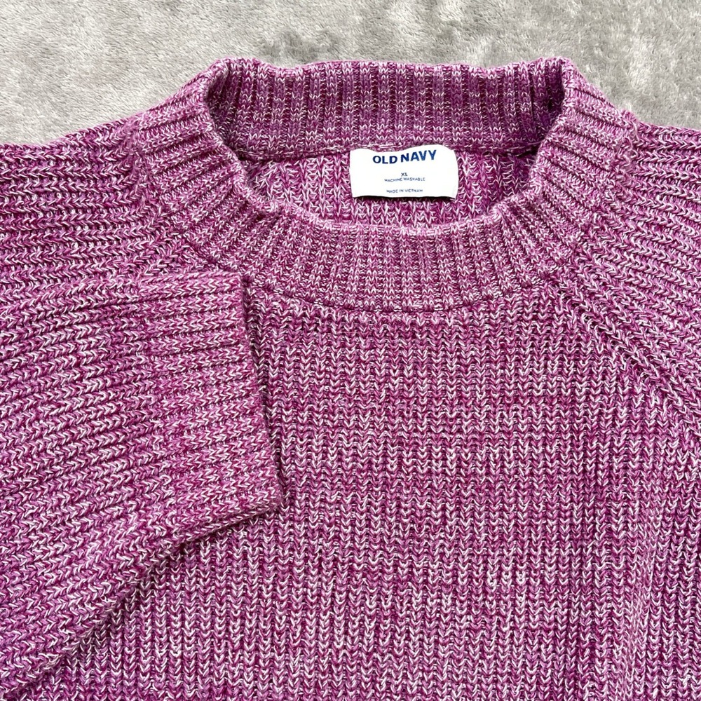Old Navy Sweater Women XL Purple Marl Knit Crew Neck Raglan Long Sleeve Relaxed